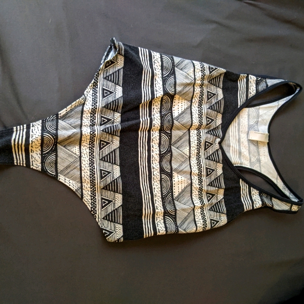 Bodysuit/thong black and white pattern